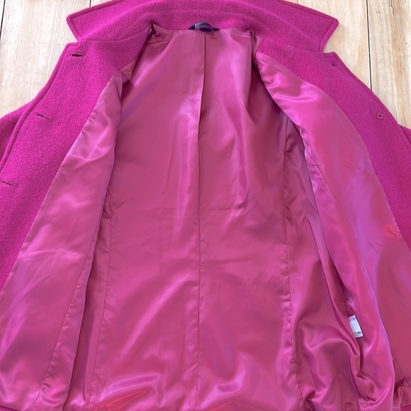 Land’s End Single-Breasted Wool Magenta bouclé Pea-Coat 4 Buttons & Collar - Picture 14 of 15